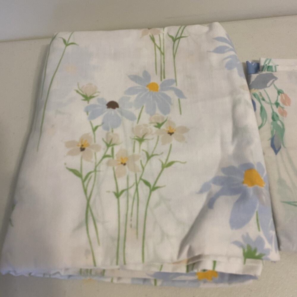 VTG Cotton Blend Full Size Flat Sheet Floral Cottagecore Home Collection 84x90” - Picture 6 of 7